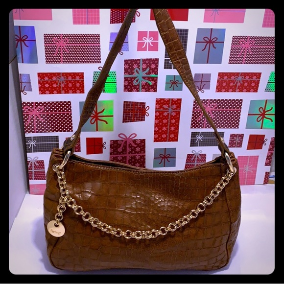 Perlina Croc Embossed Brown Leather Shoulder Bag - Picture 10 of 16